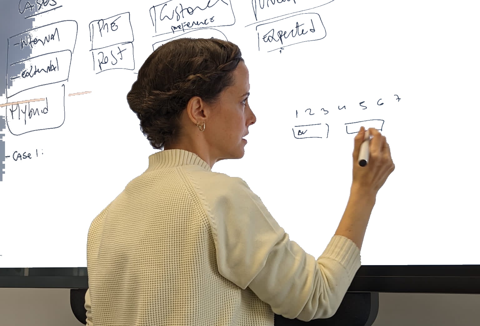 Ann working at a whiteboard