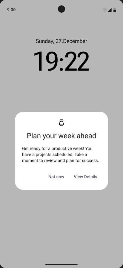 Plan your week, notification